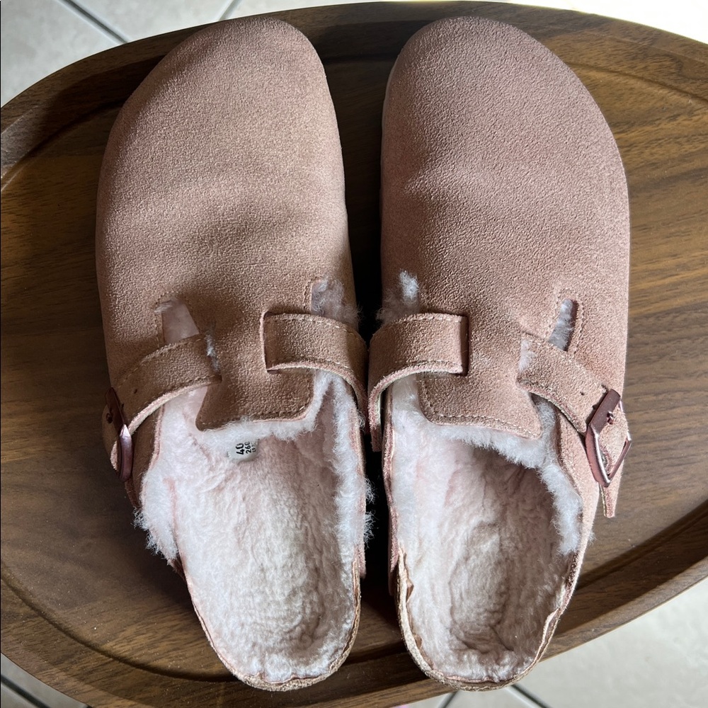 Birkenstock  Boston Suede Shearling Clogs